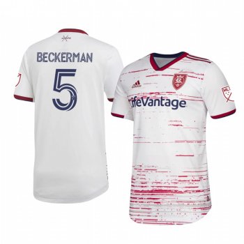 Kyle Beckerman Real Salt Lake 2020 Away Authentic Short Sleeve White Jersey