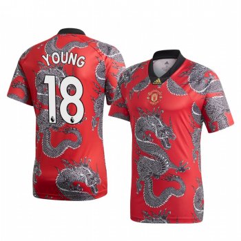 Ashley Young Manchester United 2020 Red Chinese New Year Dragon Short Sleeve Jersey