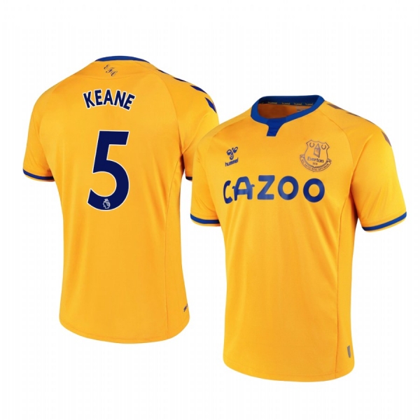 Michael Keane Everton 2020-21 Away Men's Yellow Short Sleeve Jersey