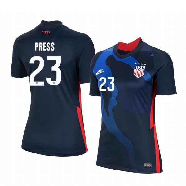 Women's USA Christen Press 2020 Away Official 4-Star Jersey