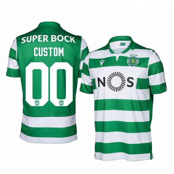 Sporting Lisbon Custom Men's Green Home Short Sleeve Jersey 19-20