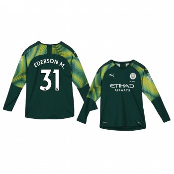 Youth 19-20 Manchester City Ederson Green Home Goalkeeper Jersey