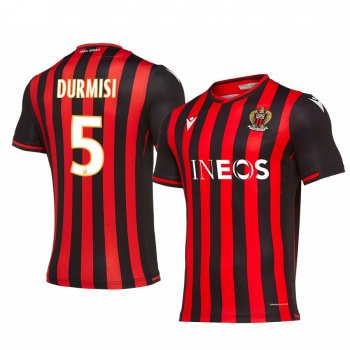 OGC Nice Riza Durmisi Men's Red Black Home Short Sleeve Jersey 19-20