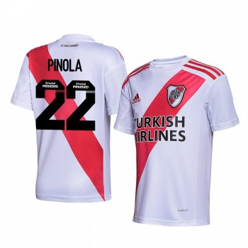 River Plate Javier Pinola 2020 Home Men's White Red Short Sleeve Jersey