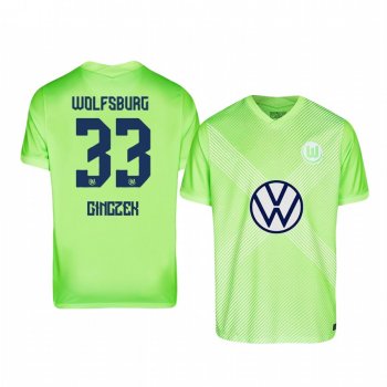 Daniel Ginczek VfL Wolfsburg 2020-21 Away Men's Green Short Sleeve Jersey