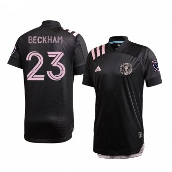 David Beckham Inter Miami Black 2020 Inaugural Away Men's Authentic Short Sleeve Jersey