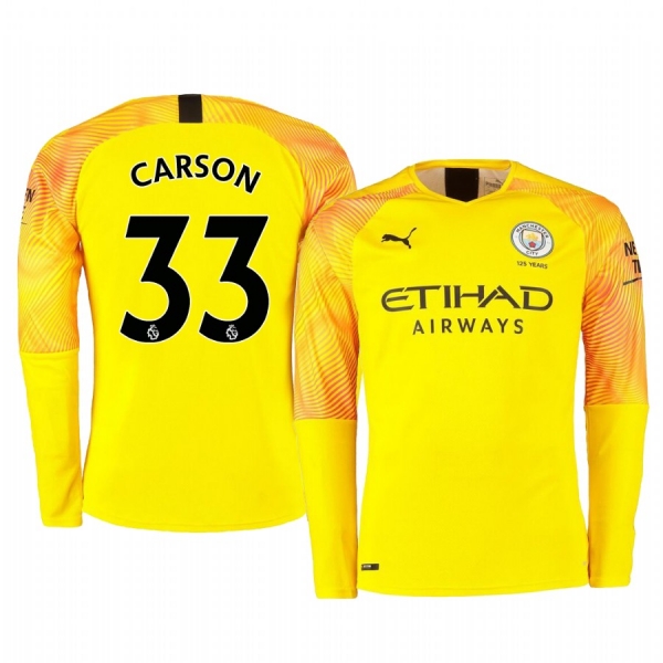 19-20 Manchester City Scott Carson Yellow Third Goalkeeper Jersey Men's