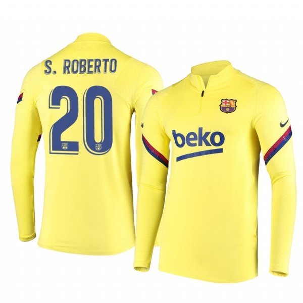 Sergi Roberto Barcelona Men's Gold Strike Drill Quarter-Zip Jacket Raglan Sleeves