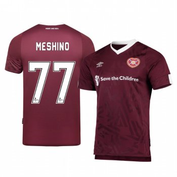 Heart of Midlothian Ryotaro Meshino Men's 19-20 Home Replica Short Sleeve Jersey