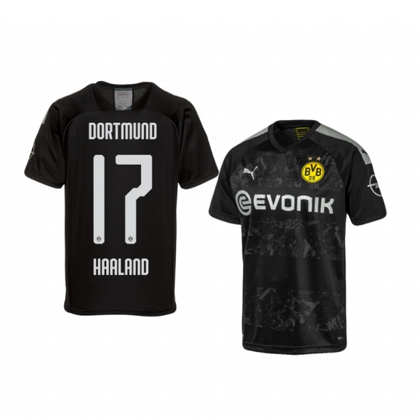 Youth Erling Haaland Borussia Dortmund 19-20 Away Black Official Short Sleeve Jersey