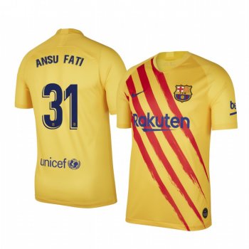 Ansu Fati Barcelona Fourth Yellow Short Sleeve Jersey