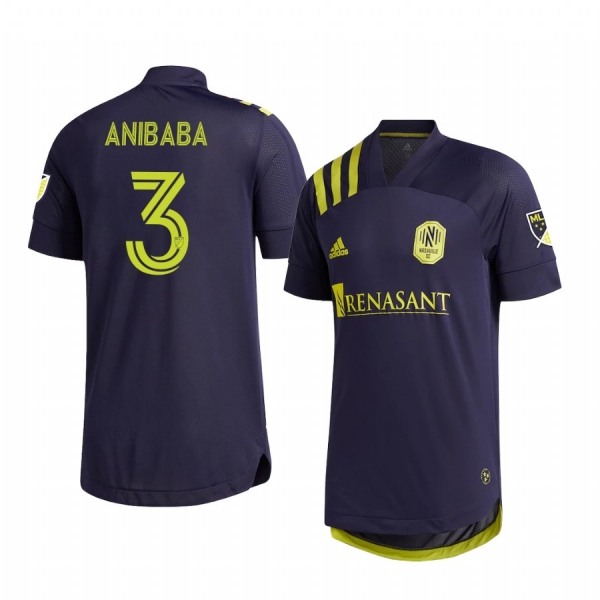 Nashville SC Jalil Anibaba Away Men's Authentic Short Sleeve Jersey 2020