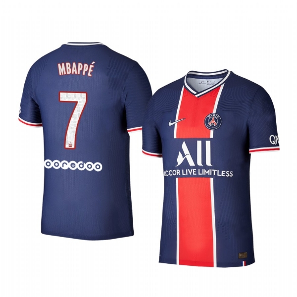 Paris Saint-Germain Kylian Mbappe Men's Navy Home Short Sleeve Jersey 2020-21