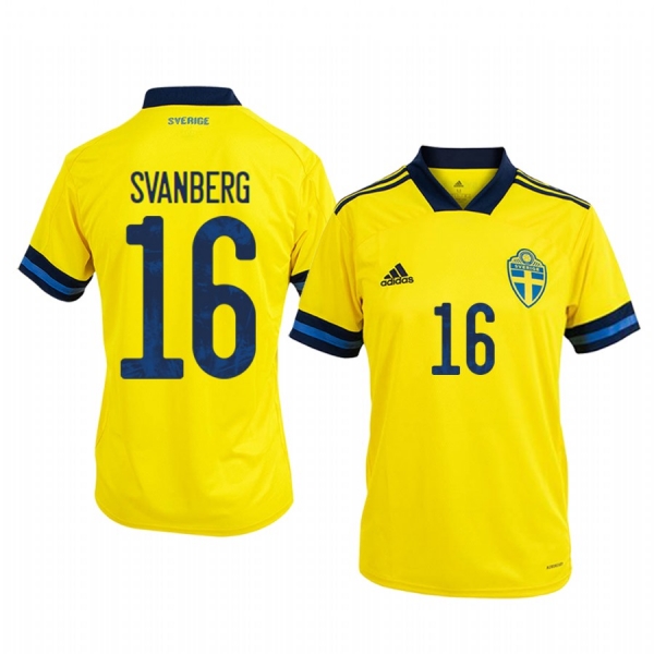 Sweden Mattias Svanberg Men's 2020 Home Authentic Short Sleeve Jersey