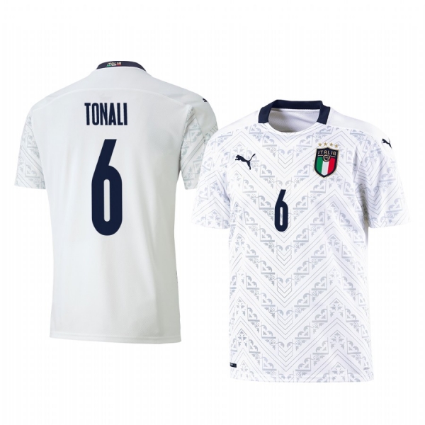 Sandro Tonali Italy 2020 White Away Men's Short Sleeve Jersey