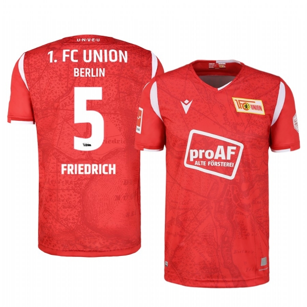 Union Berlin Marvin Friedrich Men's Red 100th Anniversary Short Sleeve Jersey 2020