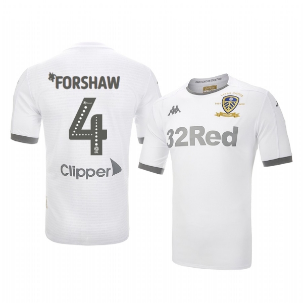 Adam Forshaw Leeds United Home White 100 Year Crest Jersey