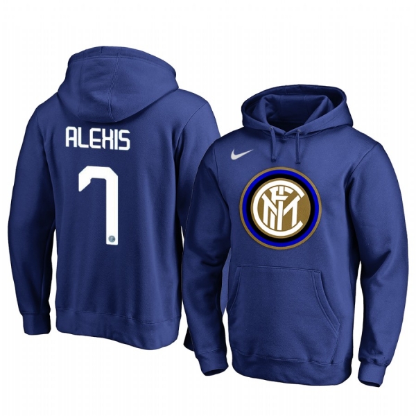 Alexis Sanchez Internazionale Milano Team Logo Royal Iconic Pullover Hoodie