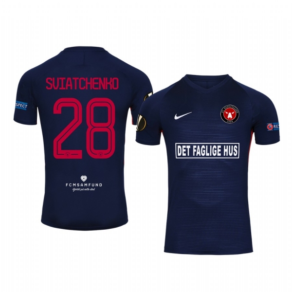 Erik Sviatchenko Midtjylland European 19-20 Home Navy Short Sleeve Jersey