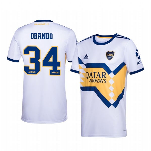 Agustin Obando Boca Juniors 2020-21 White Away Official Jersey Men's