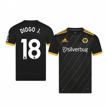 Youth Wolverhampton Wanderers Diogo Jota Black Away Short Sleeve Jersey 19-20