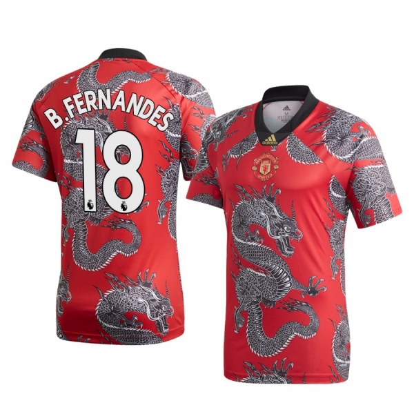 Bruno Fernandes Manchester United 2020 Red Chinese New Year Men's Short Sleeve Jersey