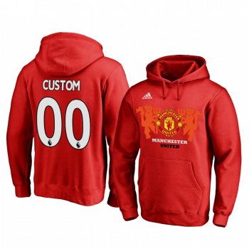 Custom Manchester United Red Team Logo Pullover Hoodie - Men's