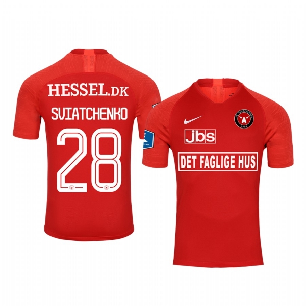 Erik Sviatchenko Midtjylland Away Red Short Sleeve Jersey