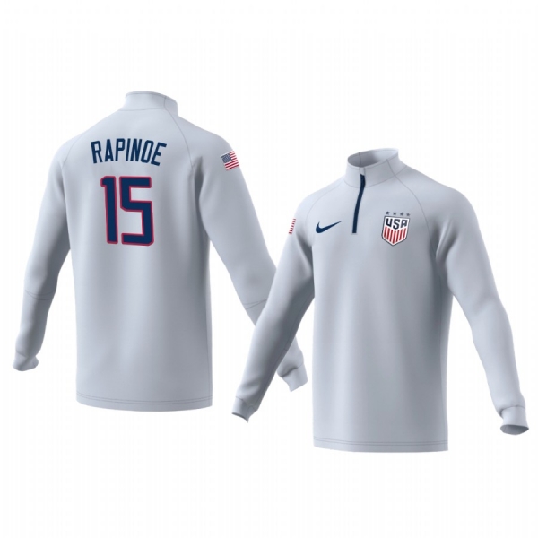 Megan Rapinoe USWNT White Quarter Zip Team Logo Long Sleeve Jacket