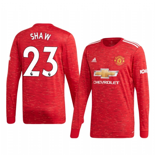 Luke Shaw Manchester United 2020 Home Men's Red Long Sleeve Jersey