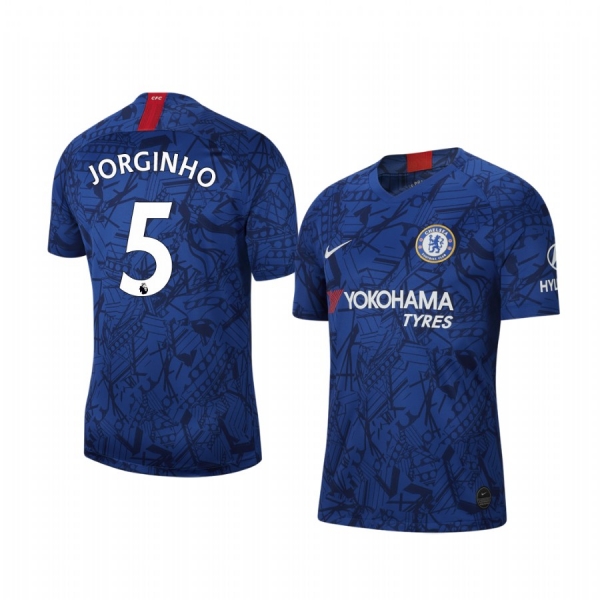 Men's Jorginho Chelsea Home Short Sleeve Jersey 19-20