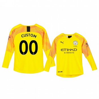 Youth 19-20 Manchester City Custom Yellow Third Goalkeeper Jersey Youth