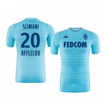 Islam Slimani AS Monaco 19-20 Third Men's Sky Blue Short Sleeve Jersey