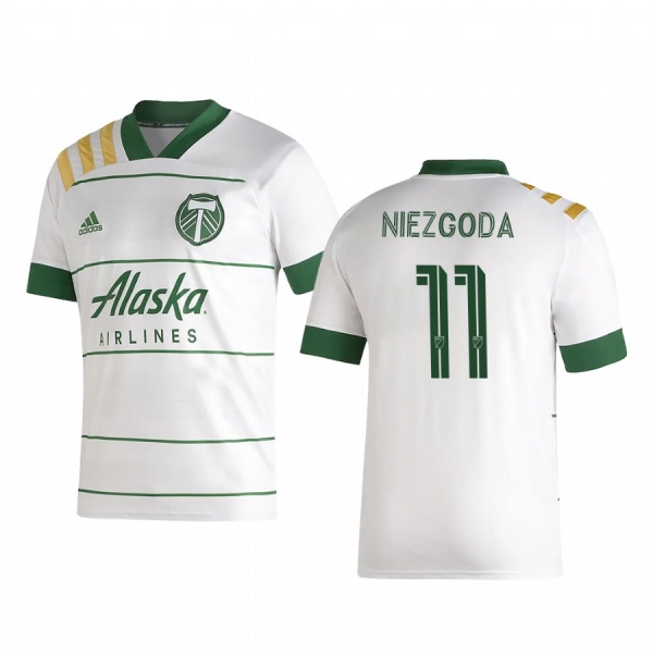 Youth Portland Timbers Jaroslaw Niezgoda White Secondary Short Sleeve Jersey 2020