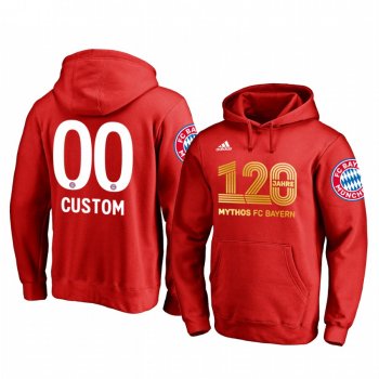 Custom Bayern Munich 2020 120th Anniversary Red Iconic Pullover Hoodie