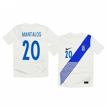 Youth Petros Mantalos Greece 2020 White Home Short Sleeve Jersey