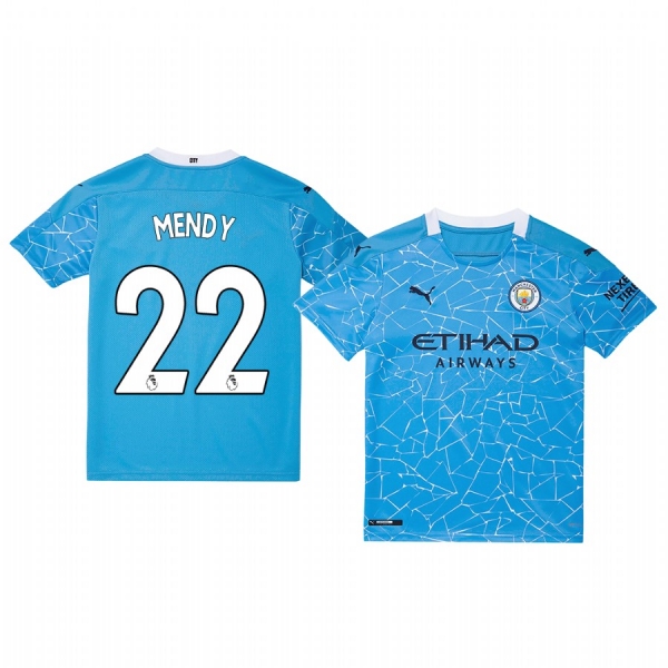 Youth Benjamin Mendy Manchester City 2020-21 Blue Home Short Sleeve Jersey