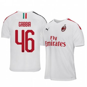 Matteo Gabbia AC Milan 19-20 White Away Official Jersey Men's