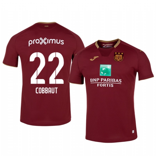 Elias Cobbaut Anderlecht 19-20 Third Men's Red Short Sleeve Jersey