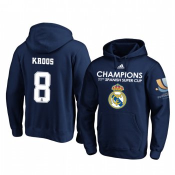 Toni Kroos Real Madrid Navy Spanish Super Cup Champions Pullover Hoodie