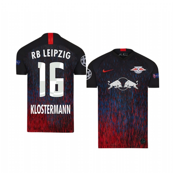 Youth Lukas Klostermann RB Leipzig 2020 UEFA Champion League Away Black Short Sleeve Jersey