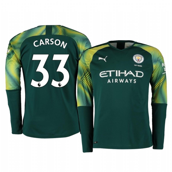 19-20 Manchester City Scott Carson Green Home Goalkeeper Jersey Men's