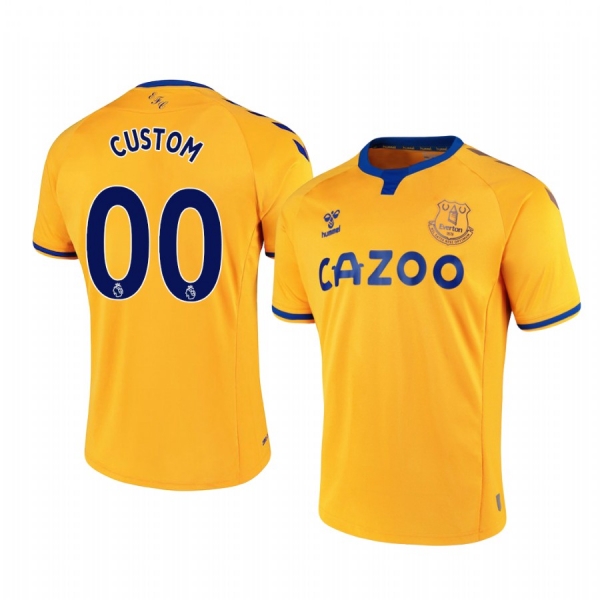 Custom Everton 2020-21 Away Men's Yellow Short Sleeve Jersey