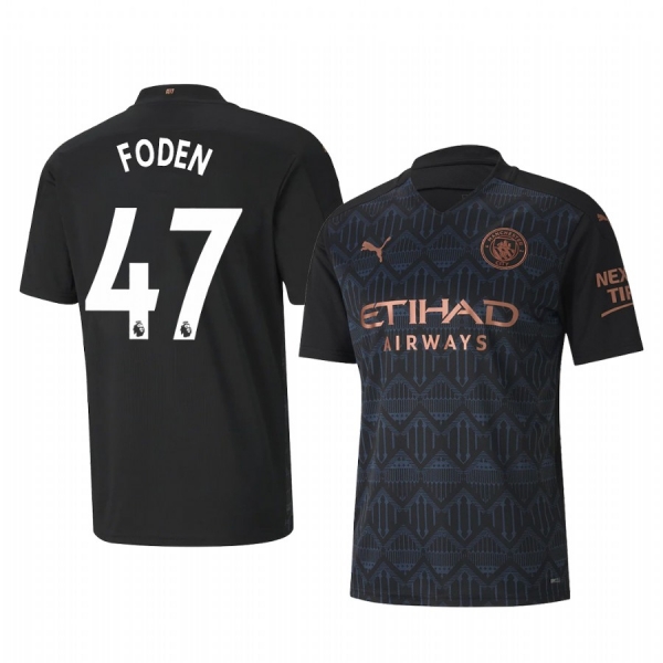 Phil Foden Manchester City 2020-21 Away Men's Black Short Sleeve Jersey