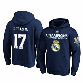 Lucas Vazquez Real Madrid Navy Spanish Super Cup Champions Pullover Hoodie