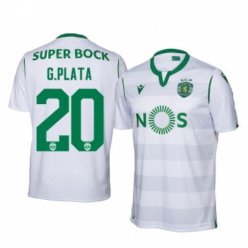 Gonzalo Plata Sporting Lisbon 19-20 Third Men's White Short Sleeve Jersey