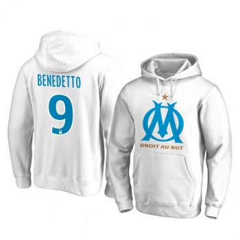 Dario Benedetto Olympique de Marseille Team Logo White Iconic Pullover Hoodie