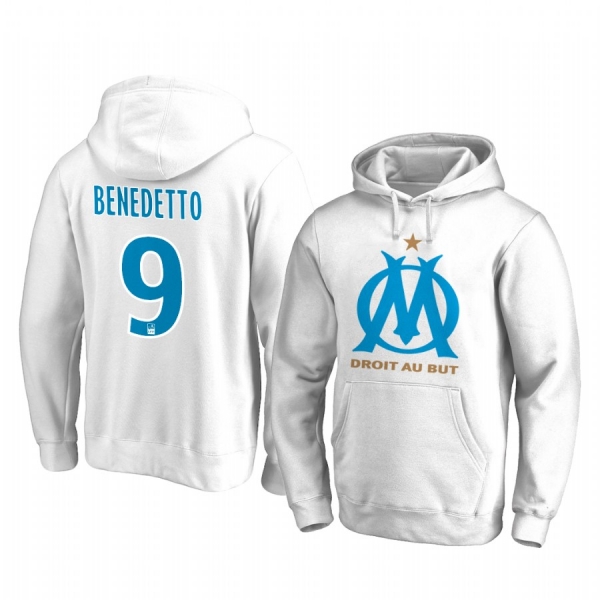 Dario Benedetto Olympique de Marseille Team Logo White Iconic Pullover Hoodie