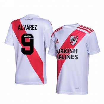 River Plate Julian Alvarez 2020 Home Men's White Red Short Sleeve Jersey