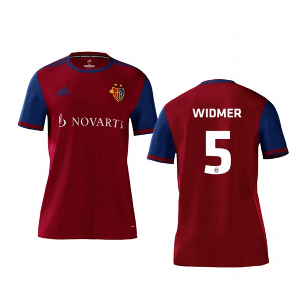 Youth Basel Silvan Widmer Red Home Short Sleeve Jersey 19-20